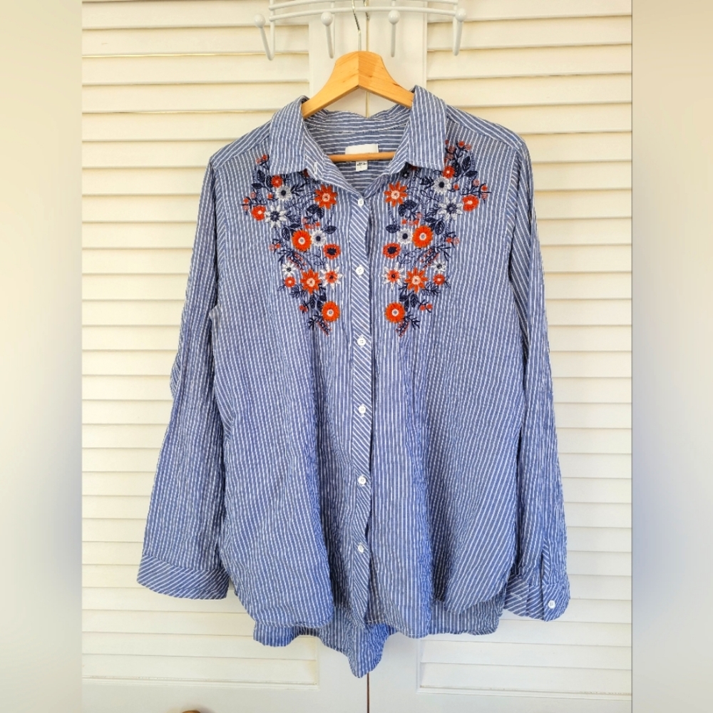 Lightweight button down, Soma, L, Blue Stripped